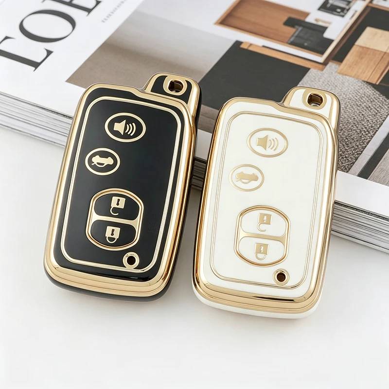 4-Tasten Autoschlüssel-Gehäuse Smart Key Case für Toyota Camry Prius RAV4 Avalon Corolla Land Cruiser Venza Auto Schlüsselhülle