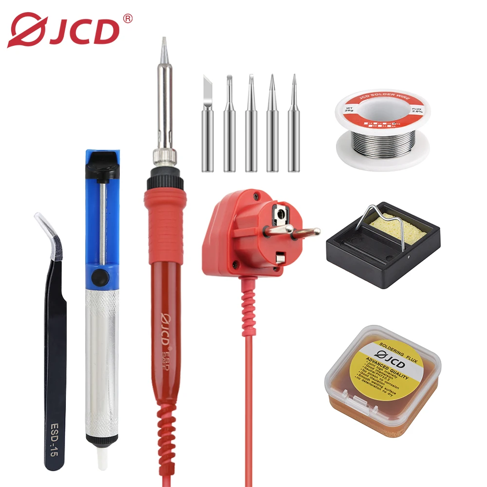 

JCD Soldering Iron 908 Adjustable Temperatures 60W With Big Turn Button Welding Equipment Soldering Iron Kit For Soldering