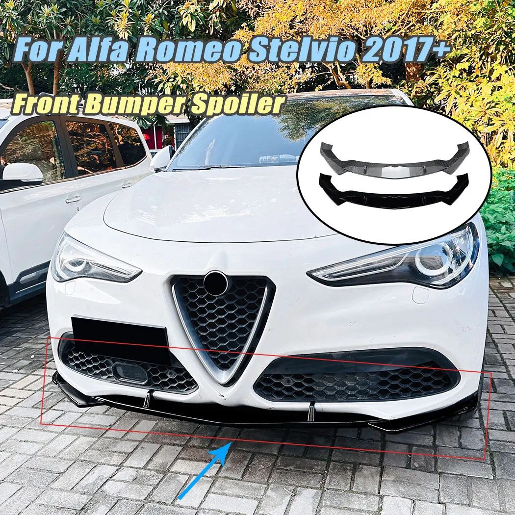 

Gloss Black/Carbon Fiber Look For Alfa Romeo Stelvio 2017+ Car Front Bumper Front Lip Shovel Spoiler Diffuser Auto Accessories