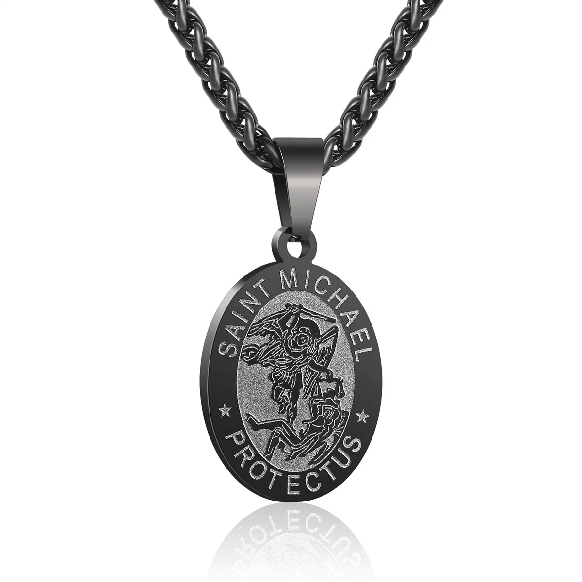 Saint michael Necklace for Men Miraculous Medal Stainless Steel Saint michael of God Pendant Medallion Holy Saint michael Charm