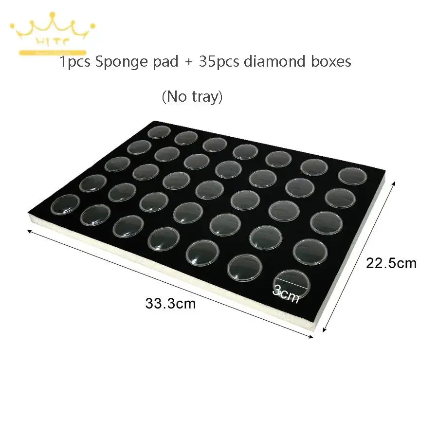 Jewelry Exhibitor Diamond Storage Tray with 35Pcs Small Diamond Boxes Detachable Pad Tray Gem Packaging Case