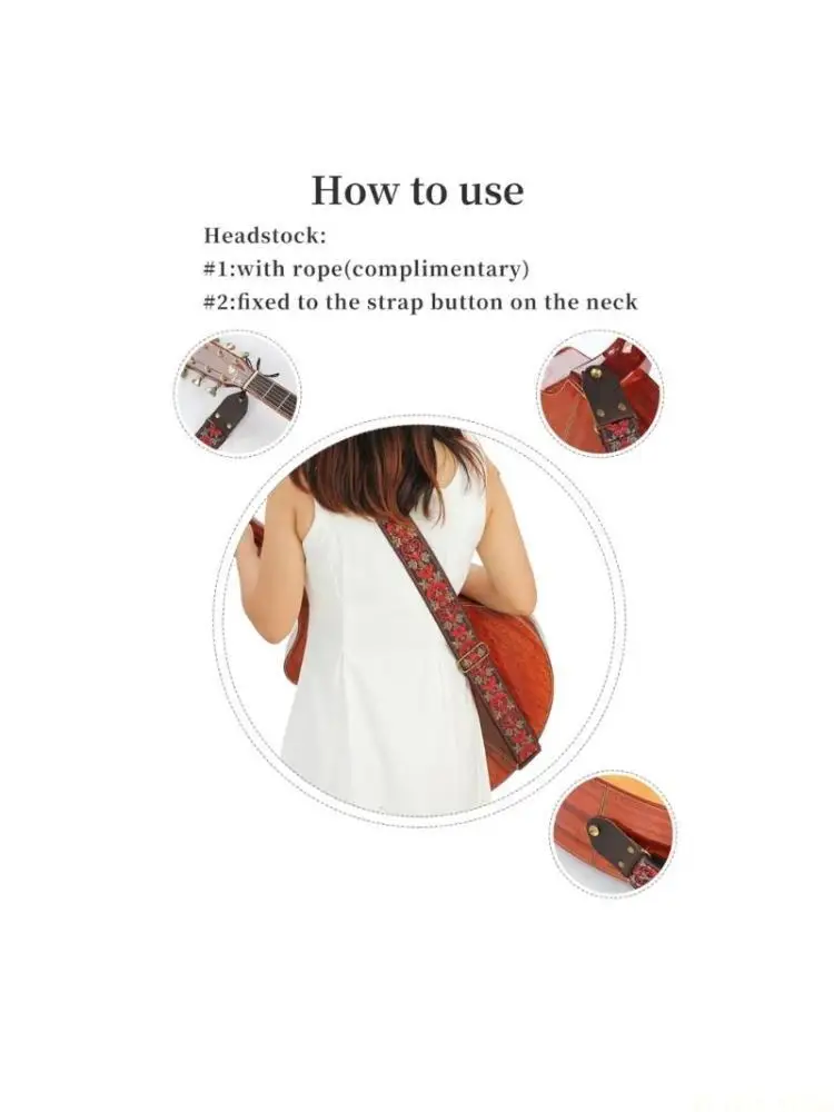 

M5TC Bohemia Guitar Strap Adjustable Guitar Shoulder Belt Vintage Flower Electric Acoustic Guitar Bass Strap Belt