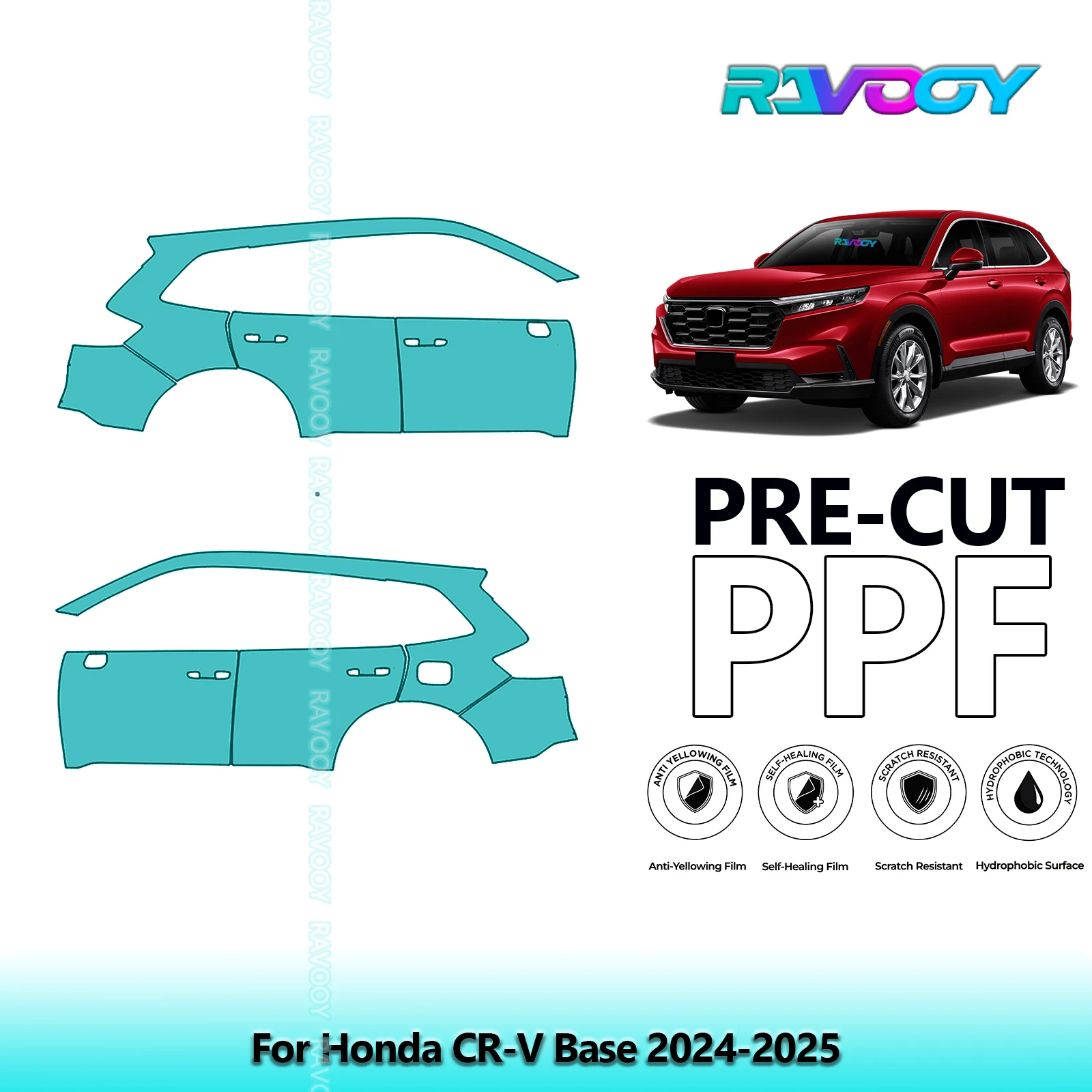

For Honda CR-V Base 2024-2025 8.5mil Clear Matte Pre-Cut PPF Door & A/B Pillar Kit TPU Paint Protection Film Set