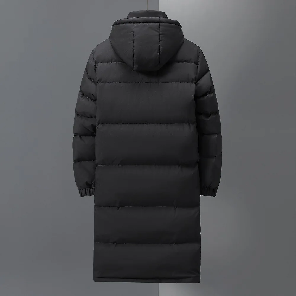 2024 Men\'s Fashion New Men\'s Winter Down Jacket Men\'s Couple Long Knee Cap College White Duck Hooded Youth Coat Wind
