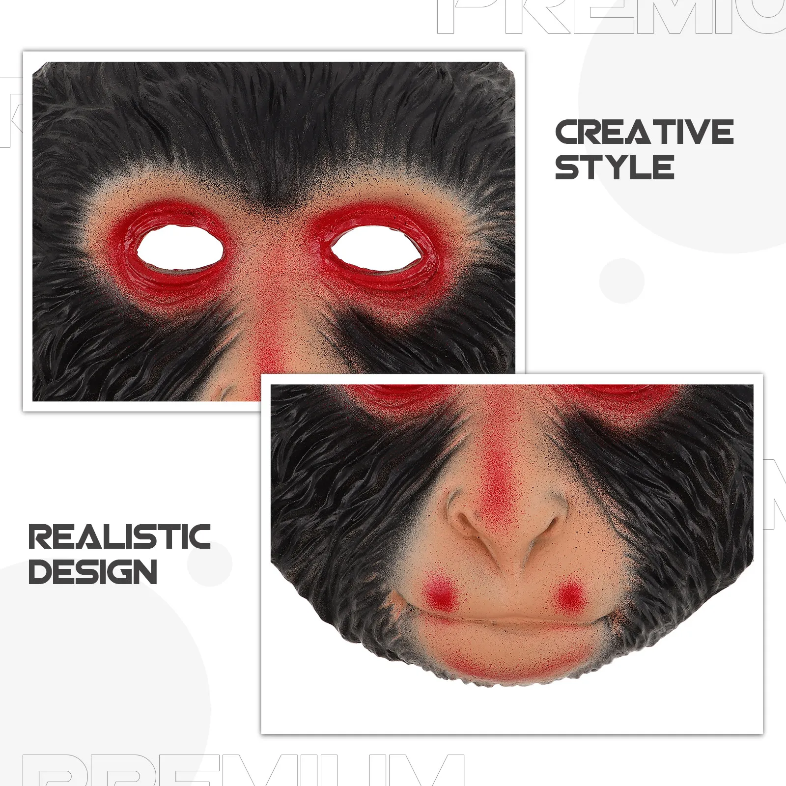 Halloween Monkey Mask Realistic Animal Costume Half Face PU Material for Adults Teens Carnival Masquerade Party Cosplay Scary