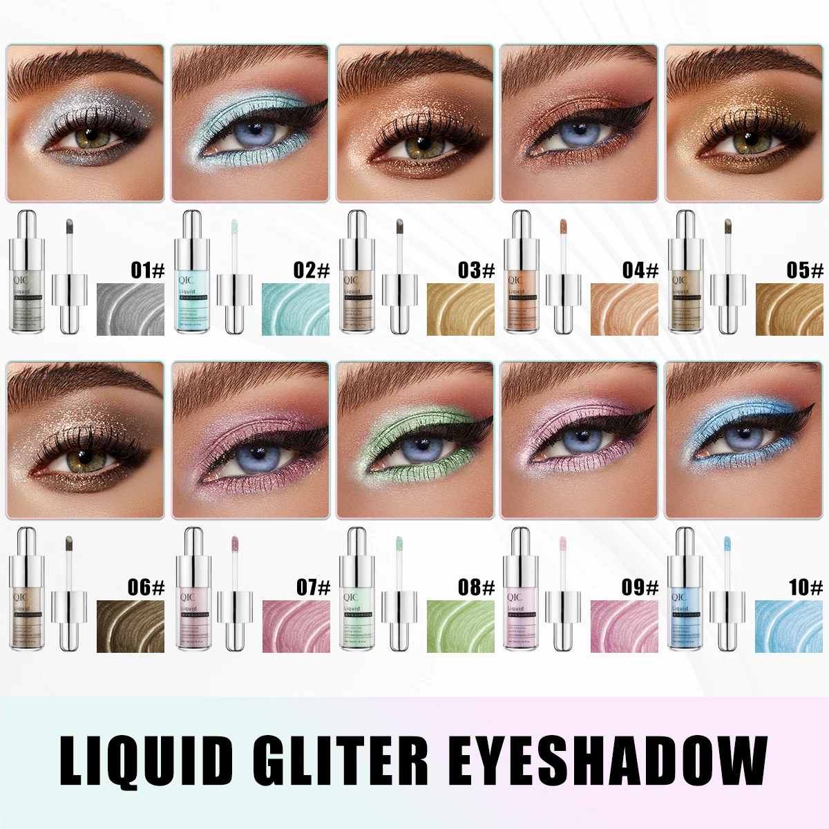 10 Colors Liquid Eyeshadow Pearlescent Fine Shimmer Highlight Waterproof Delicate Texture Multifunctional Smoky Eye Makeup