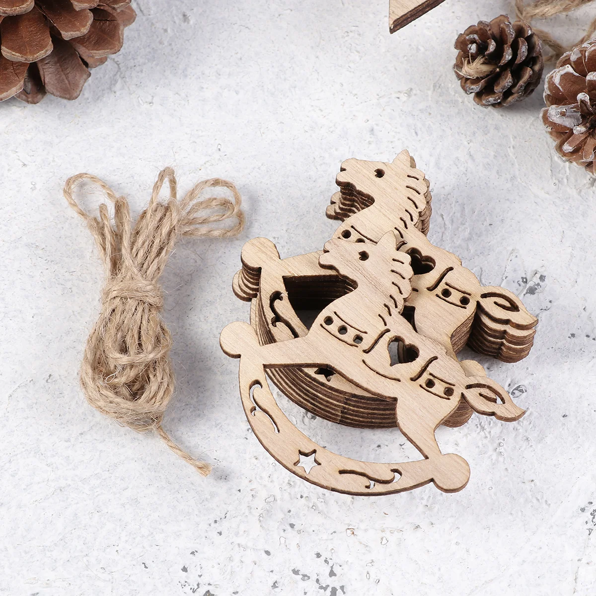 

10 pcs Wooden Hanging Pendant Natural Wood Slices For Christmas Tree Diy Craft Xmas Decoration Party Wedding Art Project