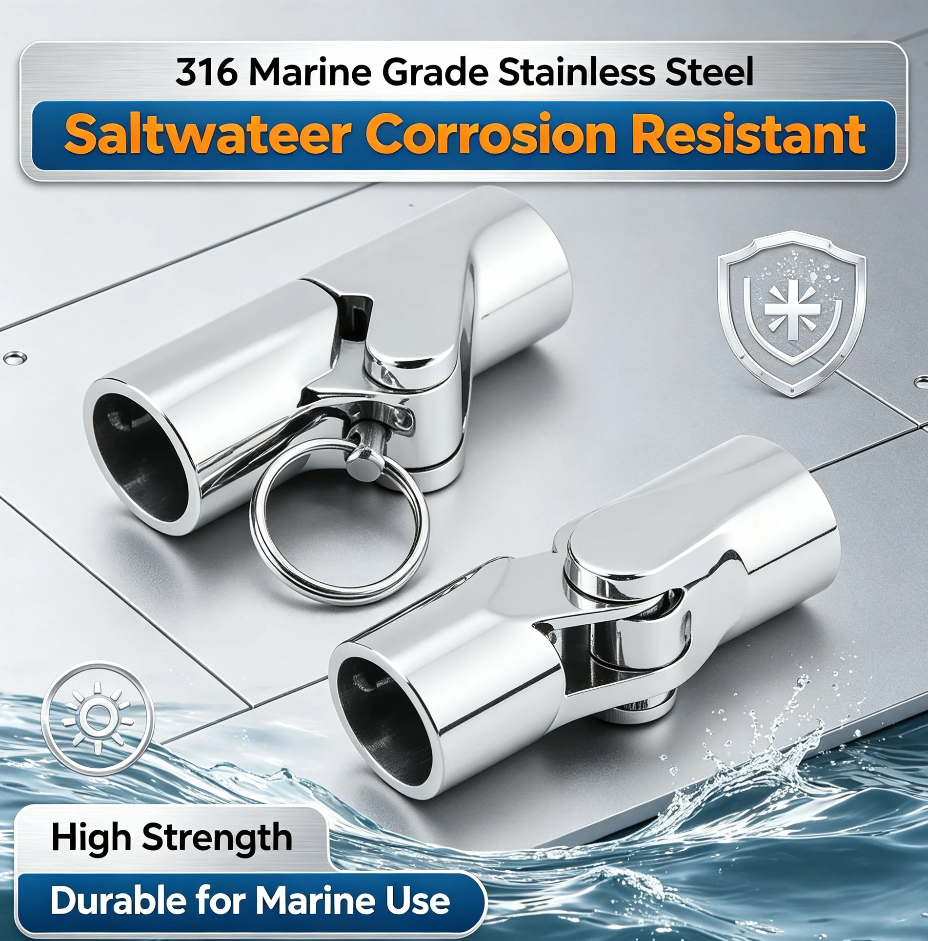1Pcs 316 Marine Stainless Steel Folding Swivel Tube Connector FIT FOR Boat Bimini Top Railing Flag Pole