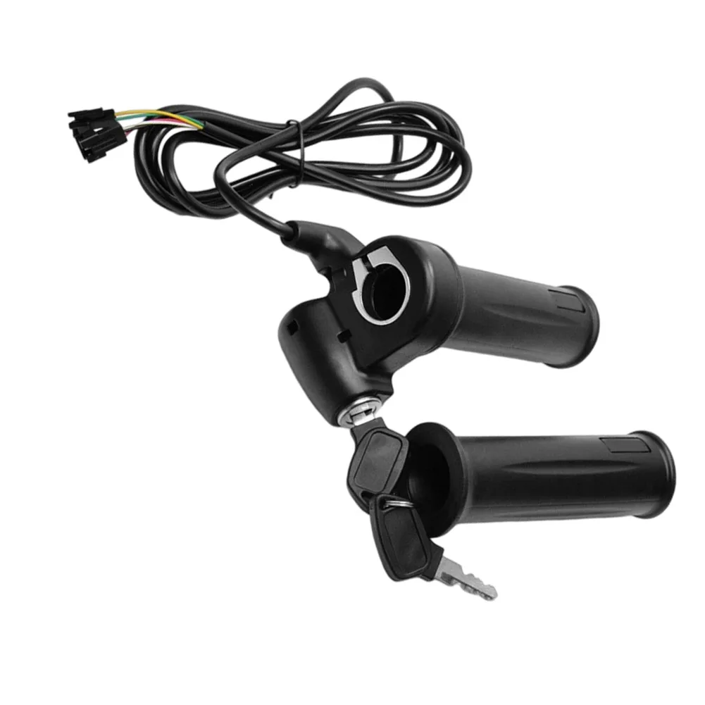 Empuñadura de acelerador negra 81X con bloqueo para bicicleta eléctrica WUXING, pieza de repuesto para manillar de acelerador de 12V-72V