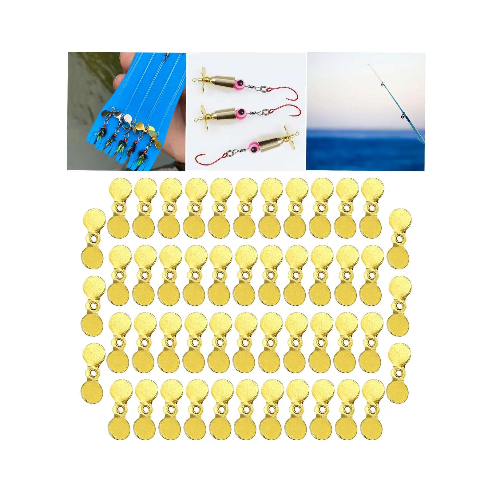 50PCS Fishing Propeller Blade Sturdy Propeller Sequins 304 Stainless Steel Blades DIY Fishing Lure Hook Bait Fishing Accessories