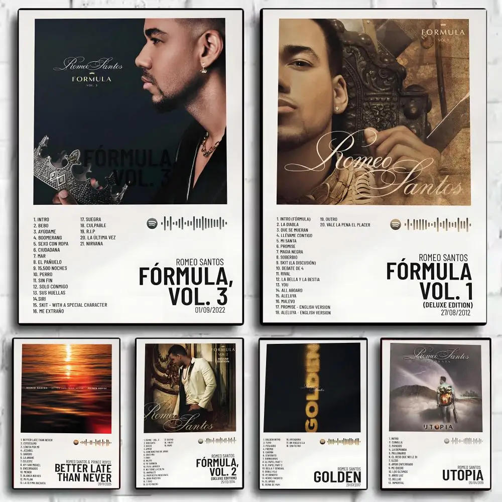 R-Romeo Santos ألبوم ملصق ملصقات HD مقاوم للماء اللوحة جدار الفن لغرفة النوم غرفة المعيشة ديكور المنزل الديكور هدية