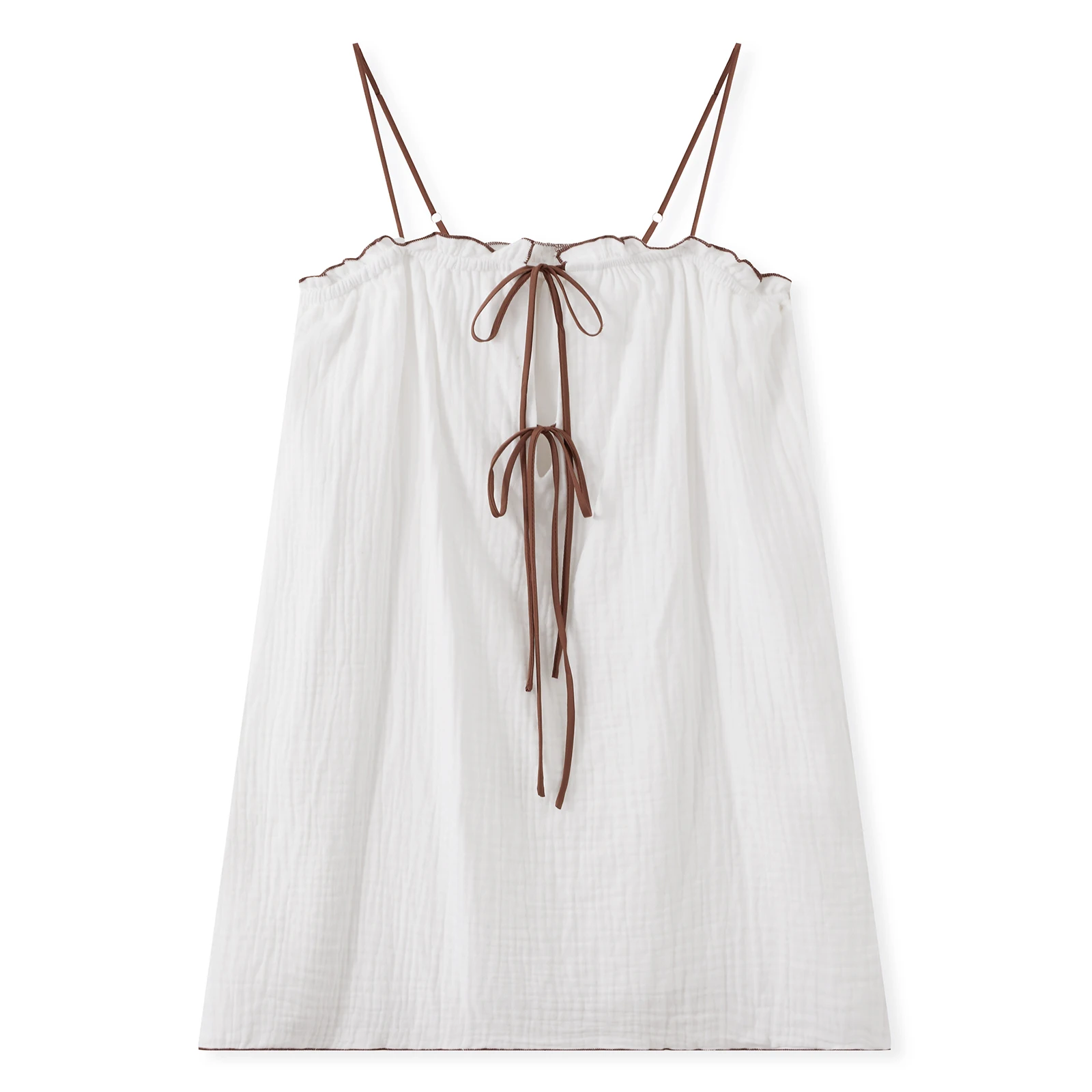 

Women Nightdress Sleeveless Tie-up Contrast Color Slip Dress Sleepwear Loungewear