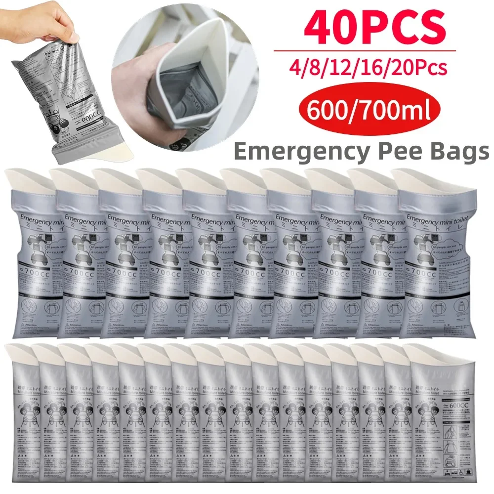 

4-40Pcs Mini Mobile Toilet Disposable Outdoor Urine Bags Portable for Men Women Children 600ml Emergency Travel Vomiting Bags