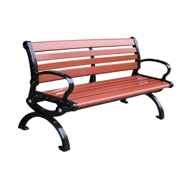

Outdoor Anti-Corrosion Solid Wood Zinc Alloy Bench With Backrest Park Chair For Garden & Patio For Courtyard & Community