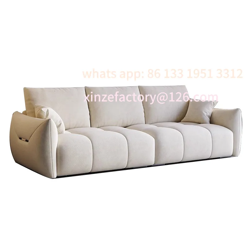 غرفة معيشة صغيرة قابلة للتخصيص 2024 أريكة جديدة وحديثة وبسيطة بثلاثة أو أربعة صف مستقيم ضيق من الصوف الفاخر