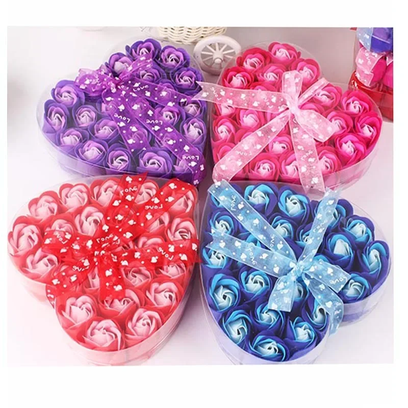 Heart-shaped Flower Box Rose Flower Soap Case Romantic Wedding Party Flower Decoration Girlfriend Valentine Gifts Festival Box