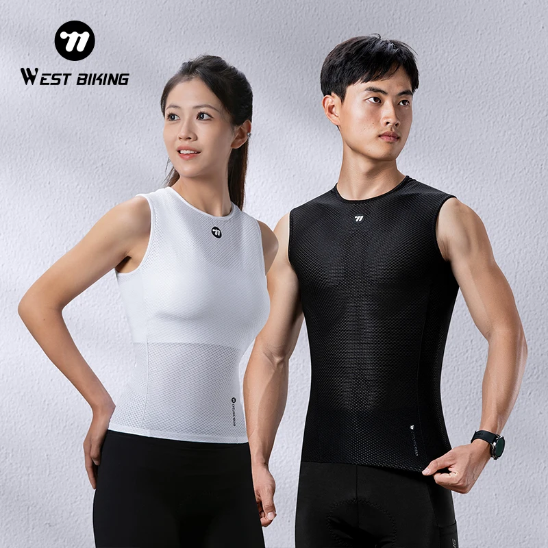 

WEST BIKING Unisex Spring Summer Cycling Base Layer Breathable Sleeveless Mesh Sweatshirt Sport Vest Bike Undershirt Active Wear