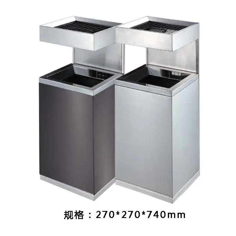 Creative stainless steel soot bucket with soot box trash can for hotel shopping malls Large capacity vertical square fruit leath