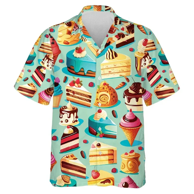 

Summer Hawaiian 3D Printing Colorful Icecream Shirts For Men Children Funny Streetwear Shirts & Blouses Fashion Vintage Y2k Tops