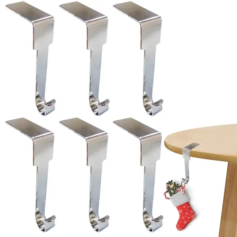 

Mantel Stocking Hangers Non-Slip Christmas Fireplace Hanger Christmas Stocking Holders For Mantel 6X Heavy Duty Non-slip Metal