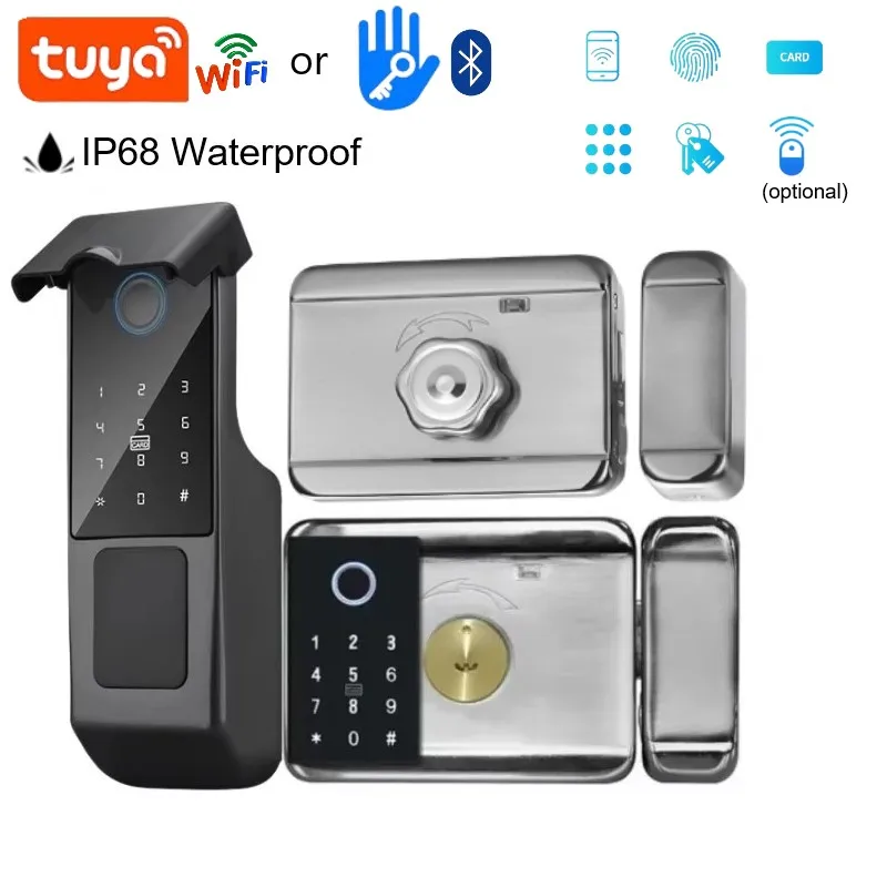 

Fingerprint Lock Waterproof Tuya WIFI Remote Unlock Bluetooth TTLock App Card Digital Code Keyless Electronic Smart Door Lock