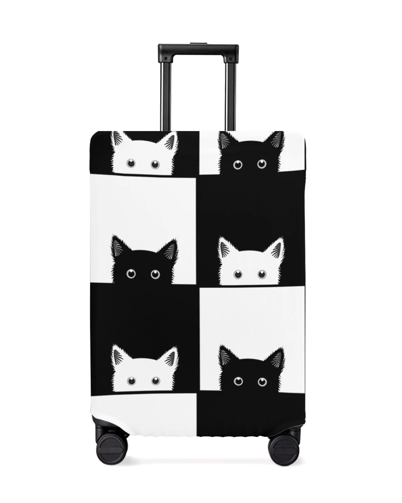 Geometic Black White Plaid Cat Travel Luggage Protective Cover for Travel Accessories Suitcase Elastic Dust Case Protect Sleeve