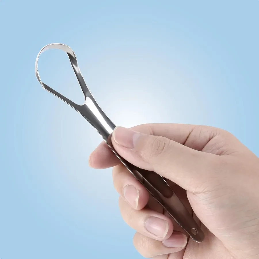 قطعتان من مكشطة اللسان مع حقيبة سفر من الفولاذ المقاوم للصدأ لتنظيف اللسان للبالغين #4