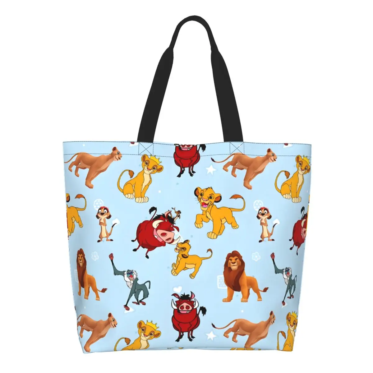 

Custom Reusable The Lion King Shopping Bag Women Shoulder Canvas Tote Bag Portable Cartoons Grocery Shopper Bags