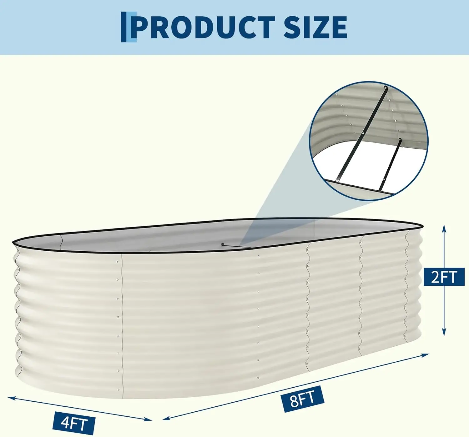 Outdoor Galvanized Beige Raised Garden Beds - 2 Pack, 8x4x2ft, Rust-Resistant, Easy Assembly