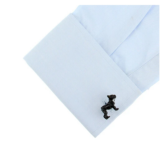 Bulldog Cuff ลิงค์สำหรับผู้ชายสัตว์เลี้ยงสุนัขออกแบบวัสดุทองเหลืองคุณภาพสีดำ Cufflinks ขายส่งและขายปลีก