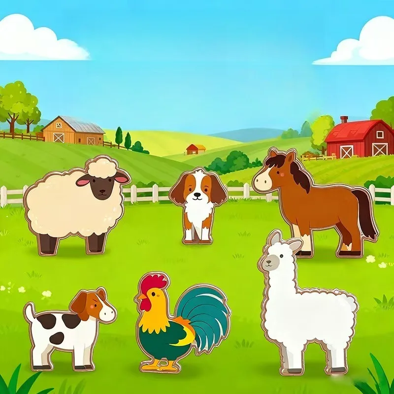 Zestaw Magnetycznych Klocków DIY Farma Zwierząt Przezroczysta Magnetyczna Arkuszowa Układanka Konstrukcyjna Klocki Puzzle Zabawki dla Dzieci Prezenty