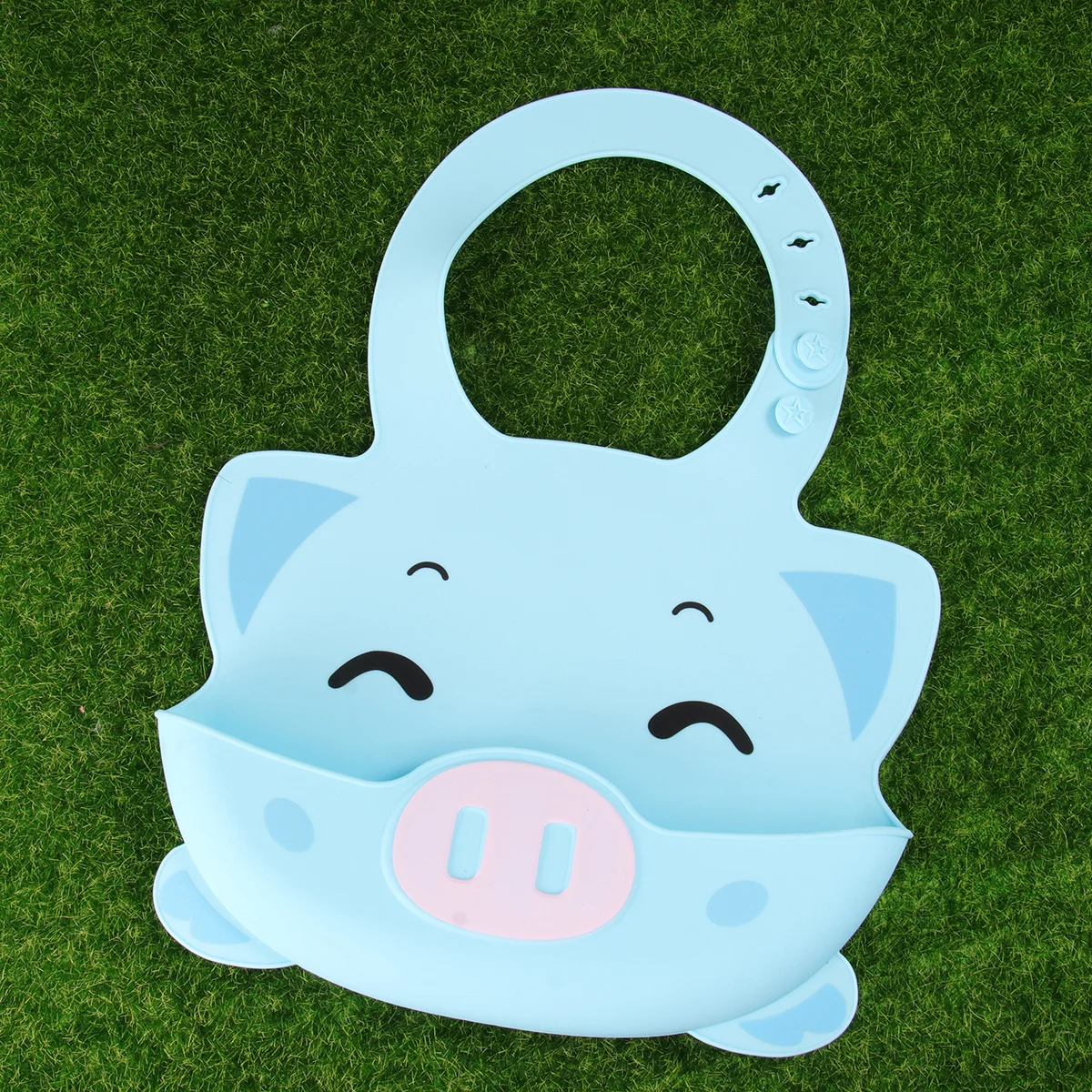 

1pc Silicone Baby Bib Waterproof Cartoon Pig Design Feeding Apron For Infant Nursing Saliva Bib Drool Catcher Seamless