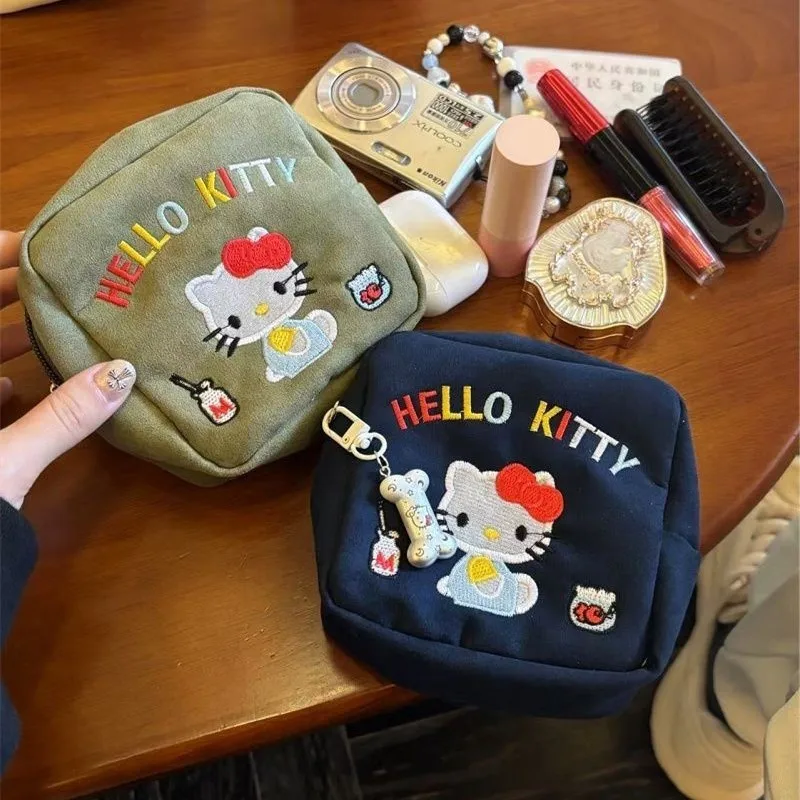 

Cute Suede Velvet Card Bag Cartoon Cat Storage Bag Portable Bag for Going Out Headphones Lipstick Aunt Towel Storage Bag