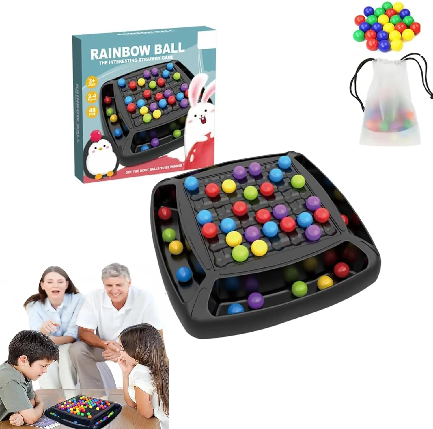 

Intellectual Chessboard with Colored Marbles - Dual Player Strategy Game for Kids & Adults (48PCS)