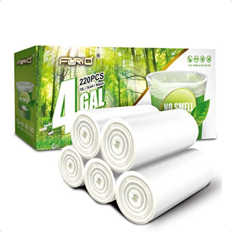 

Прозрачные маленькие мешки для мусора, 4 галлона, мешки для мусора, вкладыши для мусорного корзины, пластиковые мешки для мусора на 220 штук для ванной комнаты, спальни, офиса, Tr