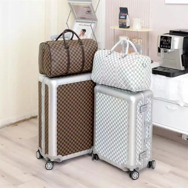 Valise à roulettes d'affaires en alliage d'aluminium et de magnésium pour hommes et femmes, châssis, valise d'embarquement silencieuse