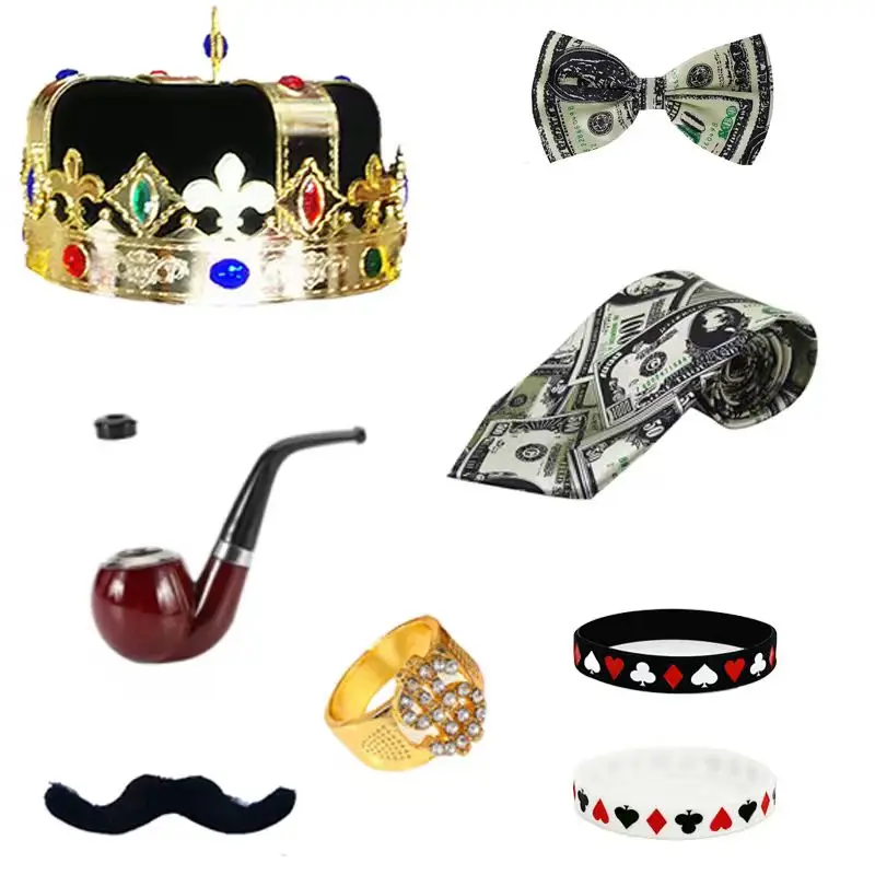 

PESENAR Dealer Visors Hat Bowtie Playing Card Tie Armband for Las Vegas Birthday Game Night Party Favors Supplies
