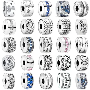 925 Sterling Silber Closure CZ Pave Charms Clip, Daisy Perlen Stopper, Sicherheitskette, SE fits original Pandora -Armbänder, Schmuck 12 Hauptverkäufe Pandora Silver 925 - №4