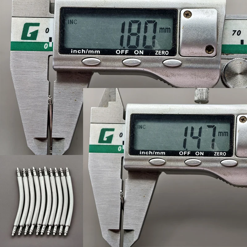 10 шт. изогнутый пружинный стержень диаметром 1,5 мм 1,8 мм, штифты для ремешка для часов, подходят для ширины 16 мм-24 мм, изогнутый ремешок для часов из нержавеющей стали 316L, звенья