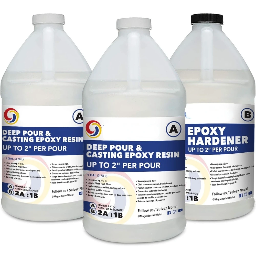 

Deep Pour Epoxy Resin for River Table，3 Gallon (11.4 L) ，2'' Deep Pour & Casting Epoxy Resin Kit，Low Odor for River Tables