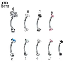 G23 Titanium Classic Eyebrow Piercing Inlaid Opal Zircon 16G Internal Thread Banana Curved Lip Piercing titaneo banana