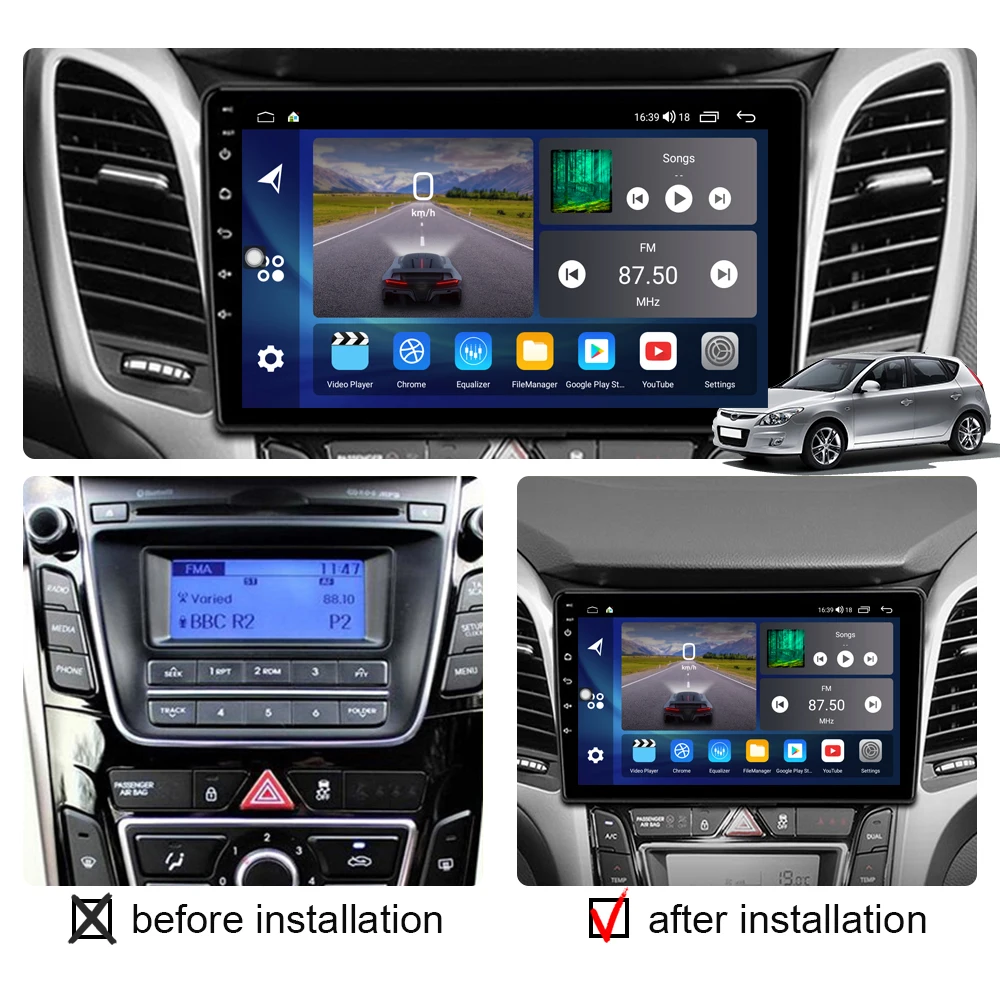 8G 128G Car Radio Android 12 For Hyundai I30 Elantra GT 2012 - 20017 Multimedia Carplay Stereo 2din GPS HD Screen Autoradio Wifi