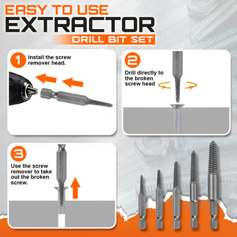 Screw Extractor Hexagonal Handle Spiral Extractor Broken Head Screw To Easy Take Out Broken Wire Bolt Remover Tool