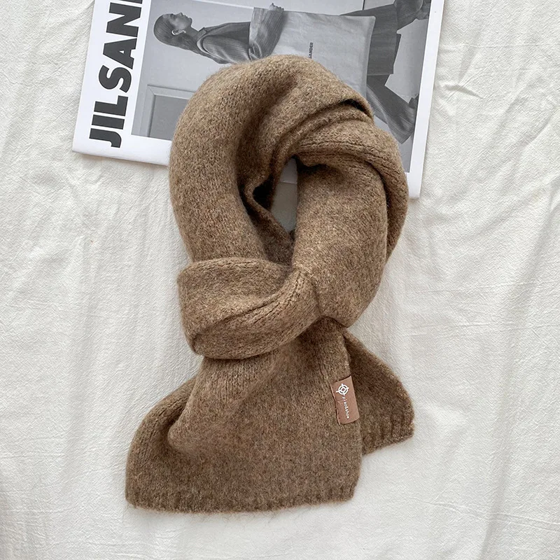 2024 Winter New Fashion Wool Wrap Scarf Korean Women Solid Colors Soft Shawl Couple Warm Sweet Candy Color Foulard Thick Blanket