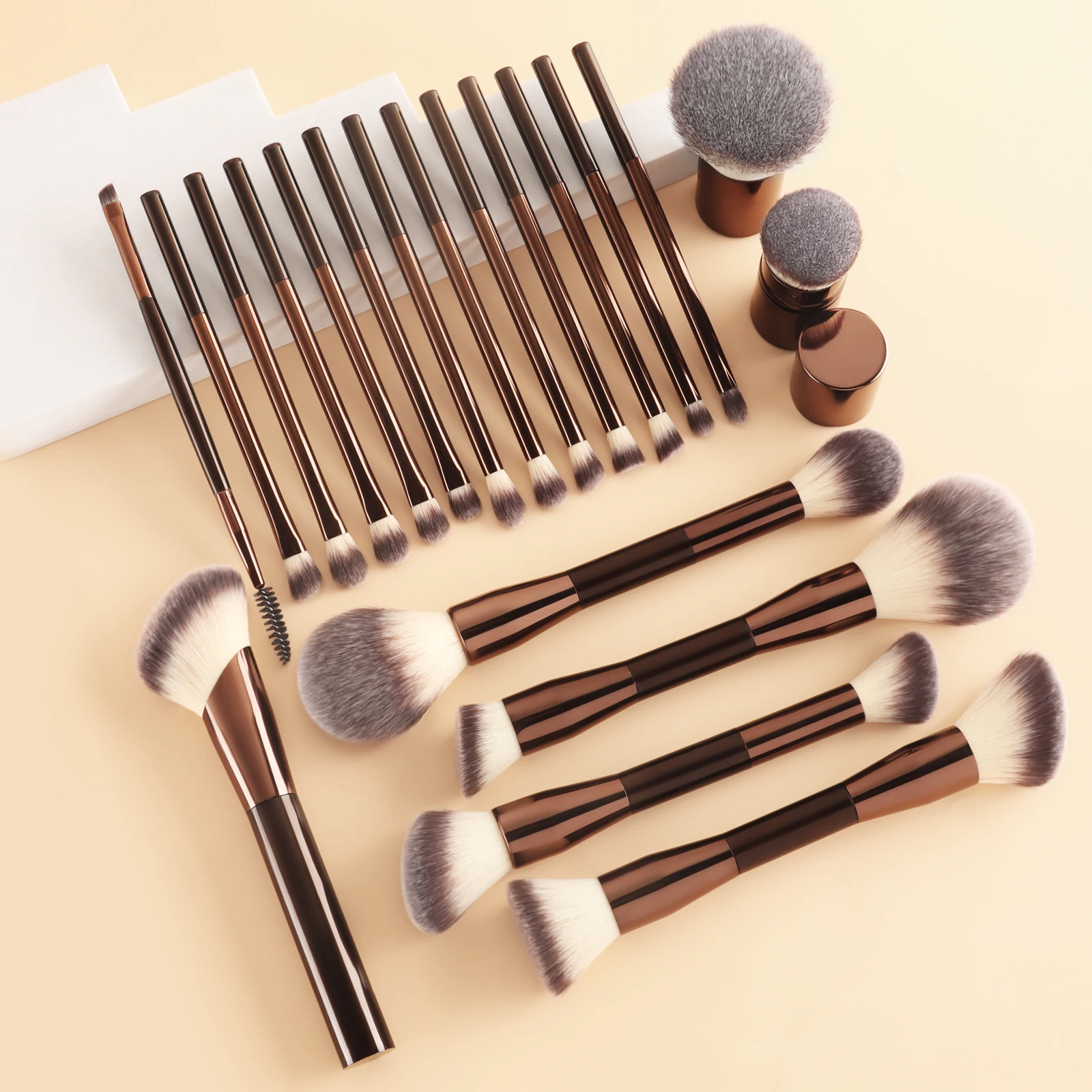 20 pçs multi fundação especialidade pincéis de maquiagem conjunto sombra de olho feminino cosméticos pó solto blush mistura beleza corretivo escova