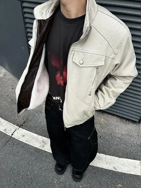 معاطف شتوية للرجال سترات سميكة نمط سترة القوطية ثقافة فرعية دافئة فضفاضة ملابس خارجية هود Harajuku Y2K ملابس الشارع الرجعية #2