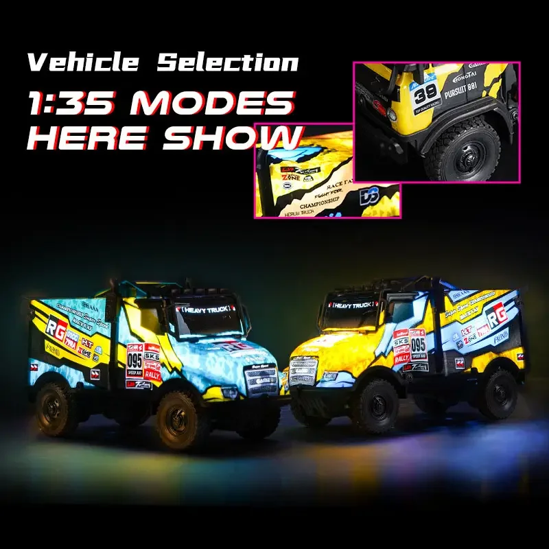 1:35 RC Trucks Heavy Duty Race Rally Car Elektrische beleuchtete Lichter Fernbedienung Klettern Off-Road Buggy Fahrzeug 27HZ Kinder Geschenk