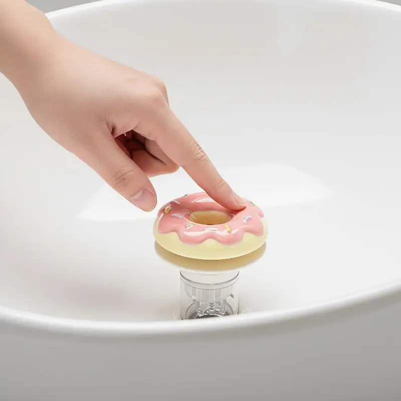 Decorative Ceramic Donut Basin Drain Stopper Easy Installation Sink Strainer Cover for Kitchen Bathroom Sink