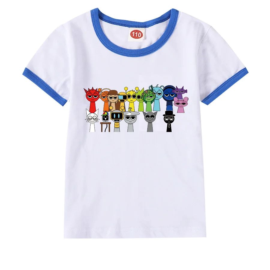 Sprunki Incredibox Kids Horror Game Camiseta de manga curta desenho animado infantil meninas meninos roupas infantis top