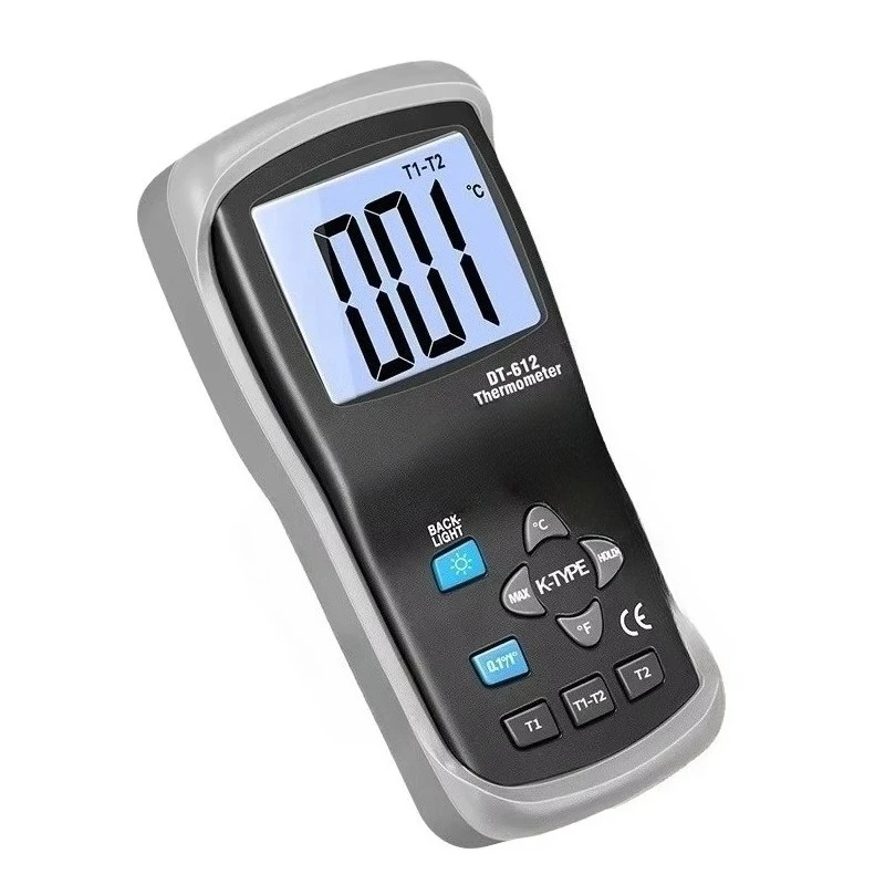 High Precision Portable Thermocouple Temperature Meter DT-612 Digital Thermometer with External Probe Sensor